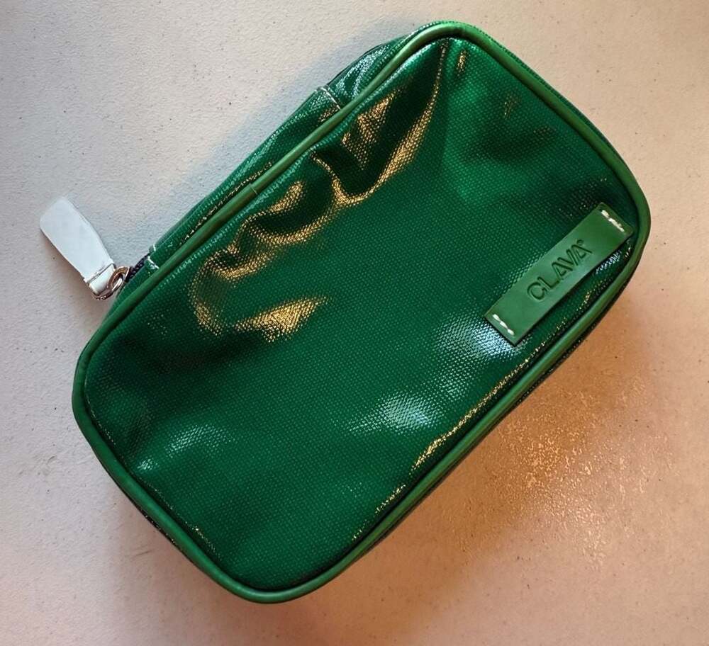 Clava Green Patent Cosmetic Pouch